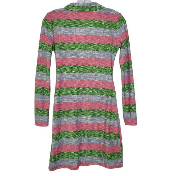 Zara Collared Shirt Dress With Ruching Multicolor Striped Size Small - Picture 9 of 11